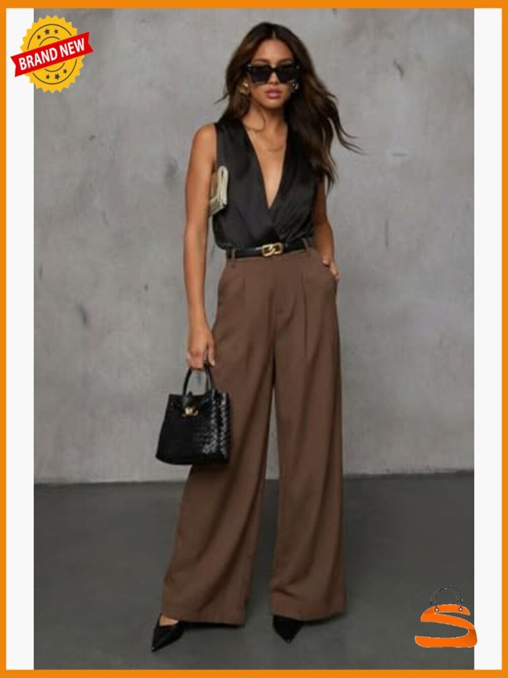 Wide Leg Linen Blend Palazzo Pants Trousers Business Casual - Picture 2 of 7
